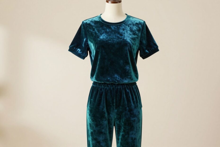 Dres welurowy z krótkim rękawem