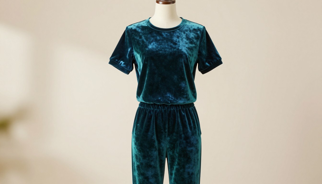 Dres welurowy z krótkim rękawem