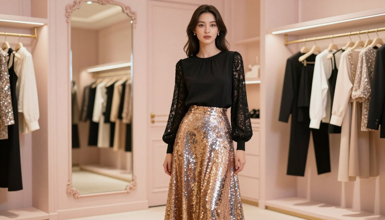 Jaka bluzka do cekinowej spódnicy