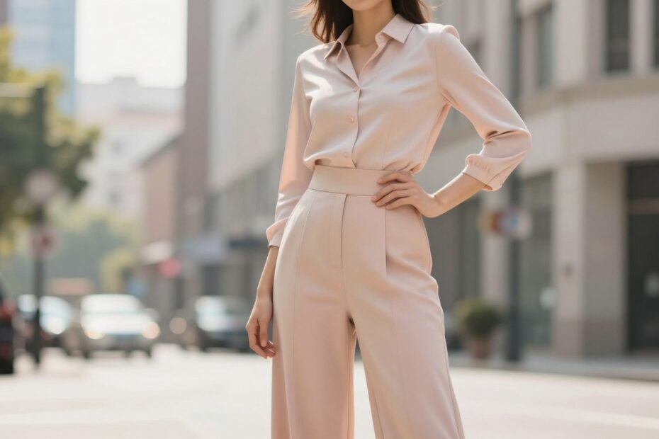 Jaka bluzka do szerokich spodni z wysokim stanem