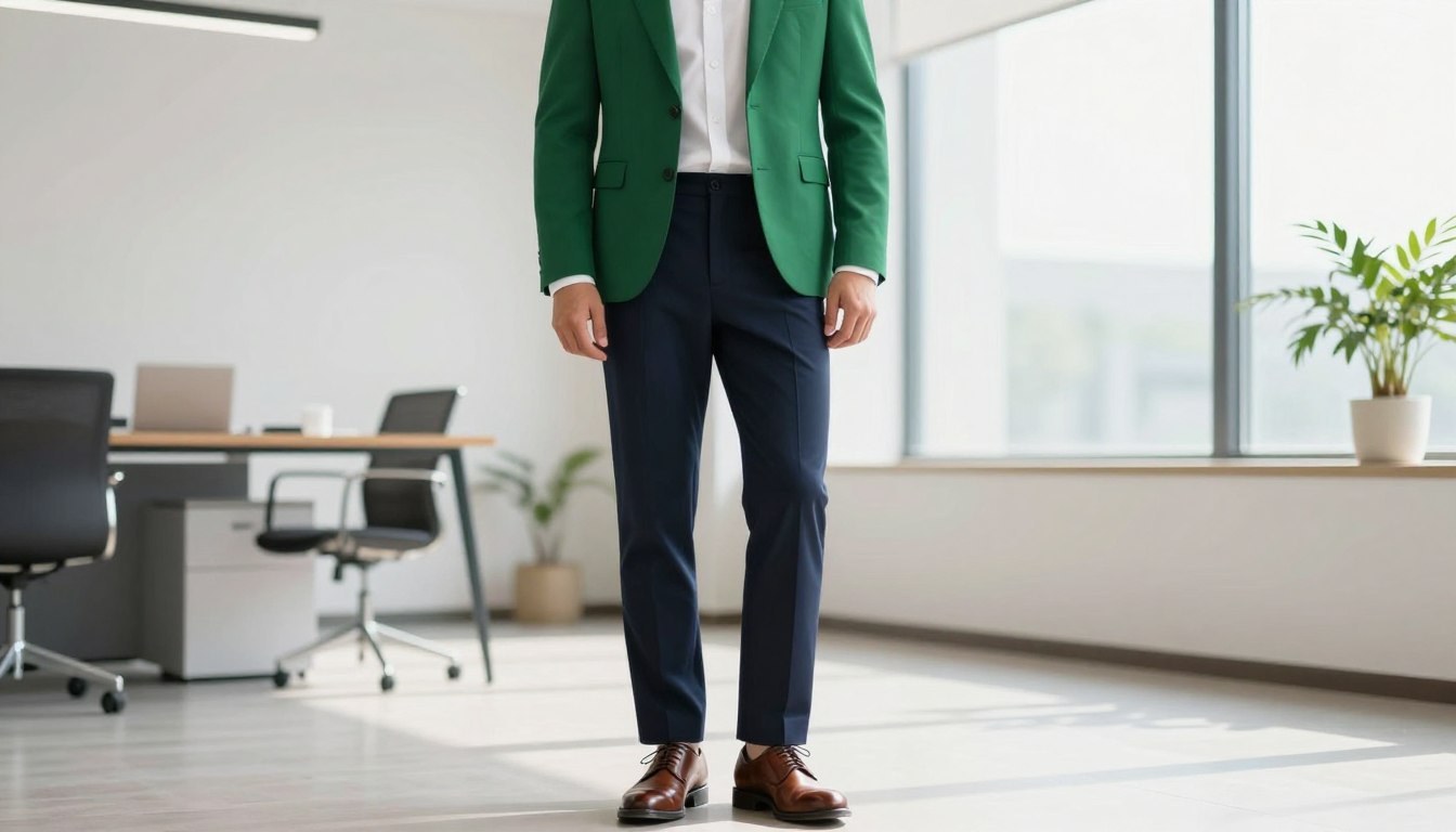 Jakie spodnie do zielonej marynarki