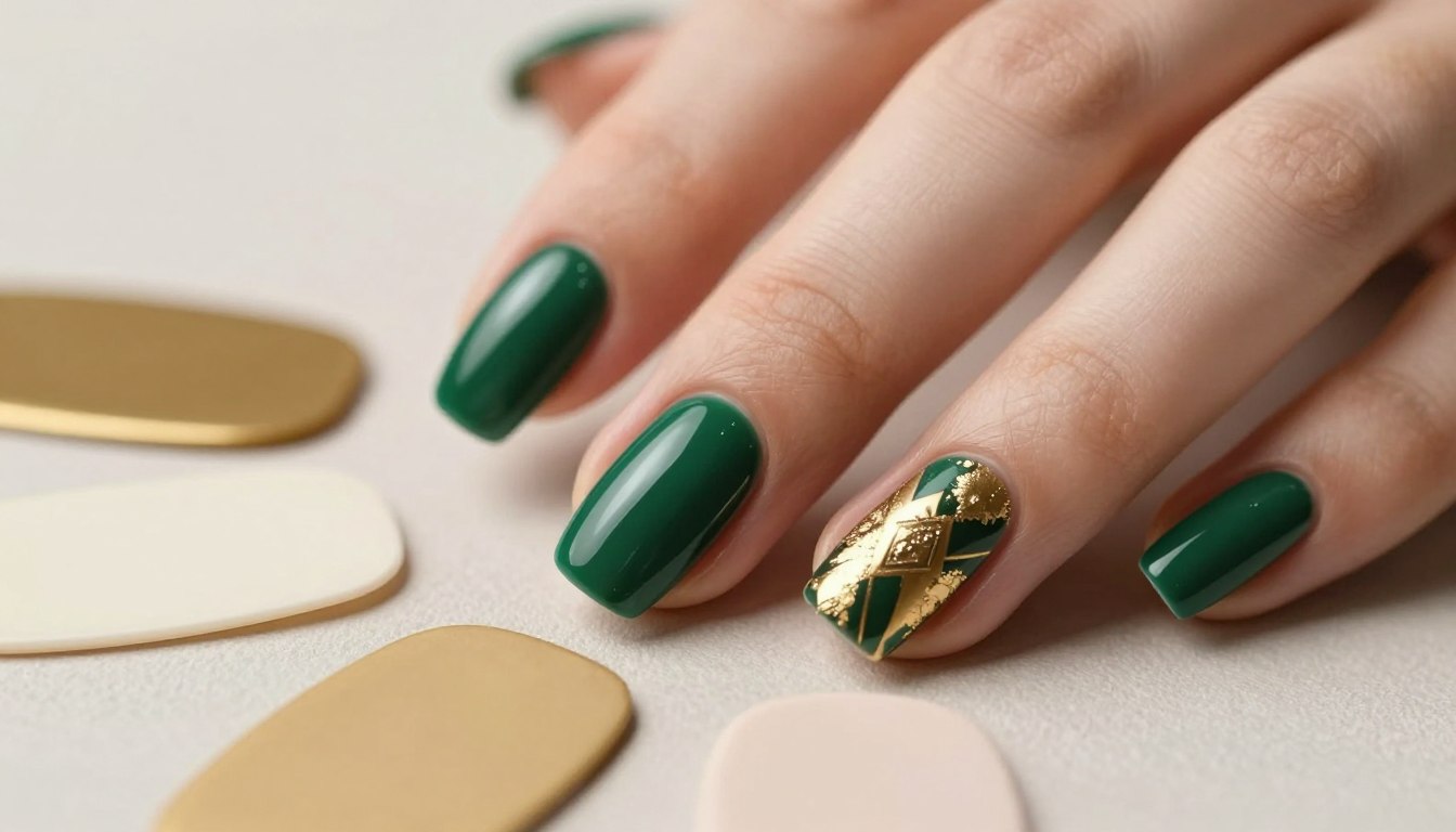 Paznokcie butelkowa zieleń — z czym łączyć